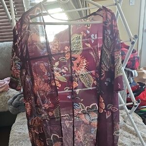 Maurices Floral Sheer Kimono - Purple and Pink